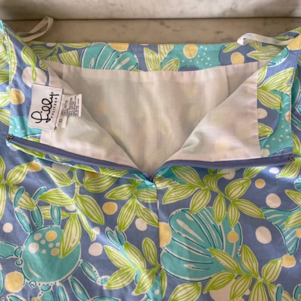 LILLY PULITZER Sweet Blue Crabby Scalloped Hem Skirt White Label Size 10 - Picture 12 of 15